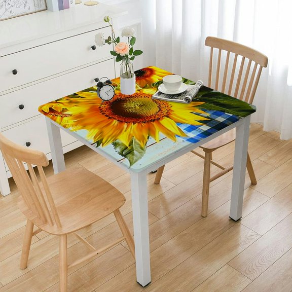HAOXIT Fitted Tablecloth Square, Add Personal Picture Text Polyester Tablecloths, izable Table Cover for Indoor Outdoor Gift, 44''x44''