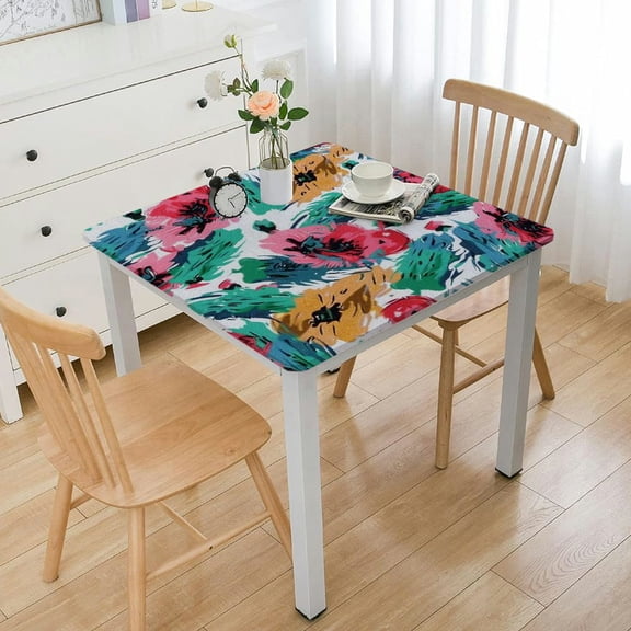 HAOXIT Fitted Tablecloth for Square Table Hand Drawn Vector Abstract Textured Elastic Fitted Table Cover Waterproof Table Cloth for Indoor Outdoor Party Dinner Patio Decor 36*36