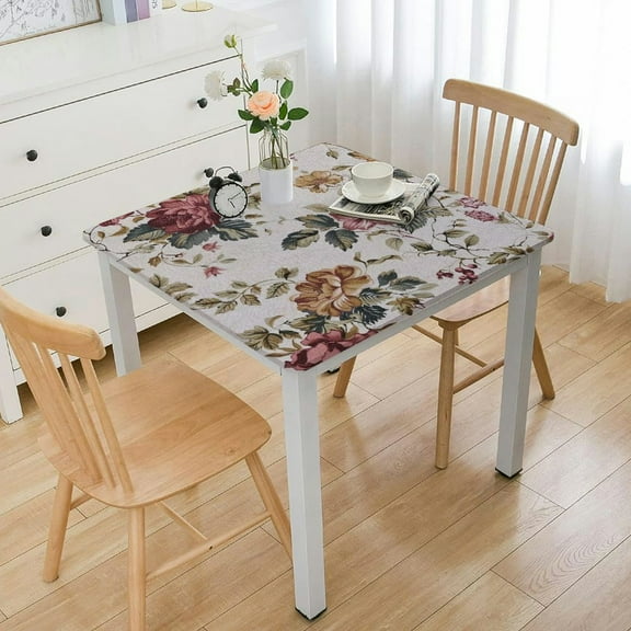 HAOXIT Flannel Backed Vinyl Oilcloth Table Cover Oil-Proof/ Rectangle Square s for Kitchen Dinning Tabletop Decor 48''x48''