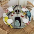 thumbnail image 1 of HAOXIT Floral Birdhouse Tablecloth Animal Bird Sparrow Cherry Round Table Cloth Washable Table Cover for Kitchen Dining Tabletop Decoration Round Tables 31-35, 1 of 8
