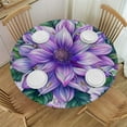thumbnail image 1 of HAOXIT Floral Butterfly  Round Tablecloth,Purple Violet Flower Table Cloth Waterproof Circle Table Cover for Kitchen Dining Picnic Camping Indoor Outdoor Decor 42-46, 1 of 8