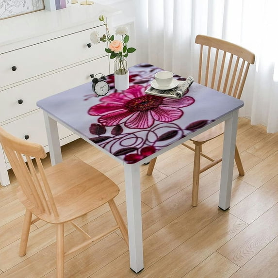 HAOXIT Floral Print Cotton Trim Vintage Classic Flower for Dinner Table Kitchen Coffee Table Outdoor and Indoor 46*46