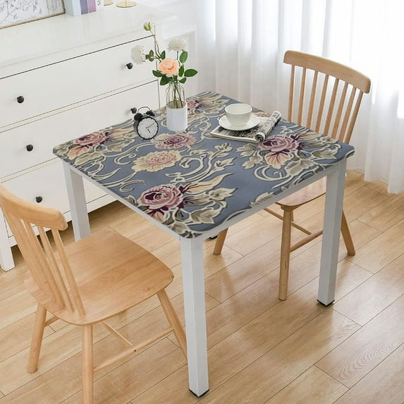 HAOXIT Floral Print Square Stain Resistant and Wine Table Cover for Kitchen Dining Indoor Outdoor Buffet Tabletop Decoration () 40*40