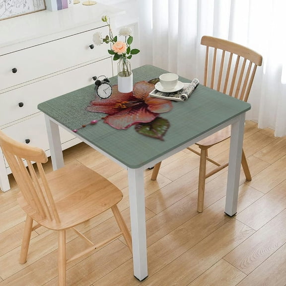 HAOXIT Floral Print Square Tablecloth Stain Resistant and Waterproof Wine Table Cover for Kitchen Dining Indoor Outdoor Buffet Tabletop Decoration (Light Green) 46*46