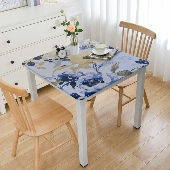HAOXIT Floral Tablecloth Rectangle, Wildflower Table Cloth, Spring Summer Waterproof Polyester Fabric Wrinkle Free Tablecloths for Outdoor, Picnic, Camping, Kitchen, Dining Room 40*40