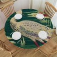 thumbnail image 1 of HAOXIT Flower Gardens Round Tablecloth Green and White Table Cloth Table Cover Outdoor Washable Polyester Table Decor for Picnic Banquet Party Kitchen 46-50, 1 of 8