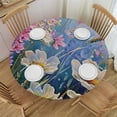 thumbnail image 1 of HAOXIT Flower Round Fitted Tablecloth Cover,Colorful Tulips with Green Leaves in Keukenhof Garden Print Elastic Edged Polyester Fitted Table Pad, Large,Fit Round Tables, for Party Dining 38-42, 1 of 8