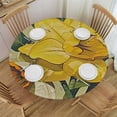thumbnail image 1 of HAOXIT Flower Round Fitted Tablecloth Cover,Floral Narcissus Branch Print Elastic Edged Polyester Fitted Table Pad, Large, Fit Round Tables, for Wedding Party Dining Banquet 54-58, 1 of 8