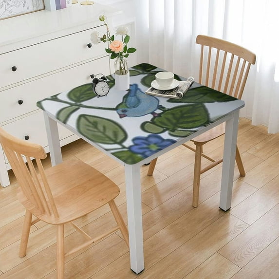HAOXIT Flower Square Table Cloth Washable Polyester Table Cover for Kitchen Dining Room Party Indoor Outdoor Home Decor 46*46