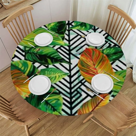 HAOXIT Flower Tablecloth, Vibrant Colored Blooms Down from Branch Spring Season Season Image, Dining Room Kitchen Round Table Cover
