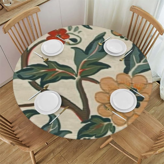 HAOXIT French Pattern Tablecloth Soft Durable Floral Table Cloth Designer Kitchen Dining Tablecloth for Round  Tables for Parties Christmas 46-50