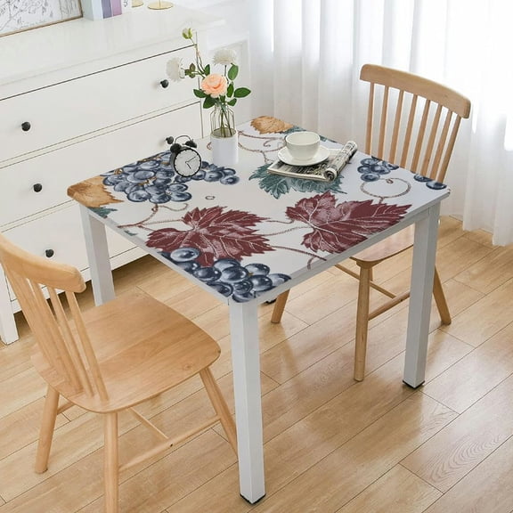 HAOXIT Fruit Pattern Square Tablecloth,Grape Theme,Washable Square Table Cloths Decorative Fabric Table Cover,for Square Tables for Parties,Holiday Dining 46*46