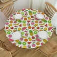 thumbnail image 1 of HAOXIT Fruit Theme Banana Strawberry Round Tablecloth Waterproof Durable Cloth Tablecloths Washable Fabric Table Cover Wrinkle Resistant Table Cloth for Indoor Outdoor Kitchen Party Dining Room 54-58, 1 of 8