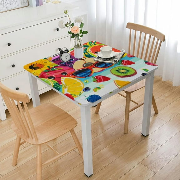 HAOXIT Fruit Theme Table Cover Decorations Watermelon Pineapple Square Tablecloths for Kids Birthday Baby Shower Summer Fruit Hawaii Party Decorations Supplies 36*36