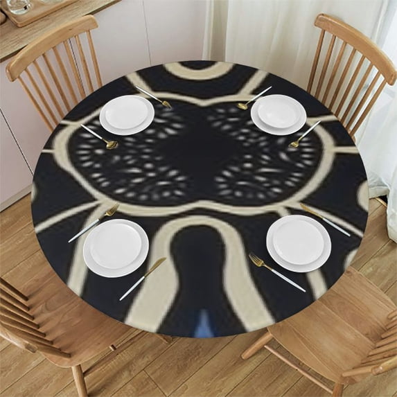 HAOXIT Funny Birds Round Table Cloth Cover Abstract Simple Line Drawing Bird Tablecloth for Indoor Outdoor Picnic Party Fit for Round Tables 31-35