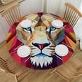 thumbnail image 1 of HAOXIT  Geometric Tablecloth, Lion Head Art Geometric Graphic in Digital Triangle Rainbow Retro Style, Dining Room Kitchen Round Table Cover 54-58, 1 of 8