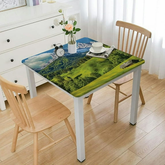 HAOXIT Germany Tablecloth, Bavarian Alps Village of Berchtesgaden and Watzmann Germany, Dining Room Kitchen Rectangular Table Cover 60''x60''