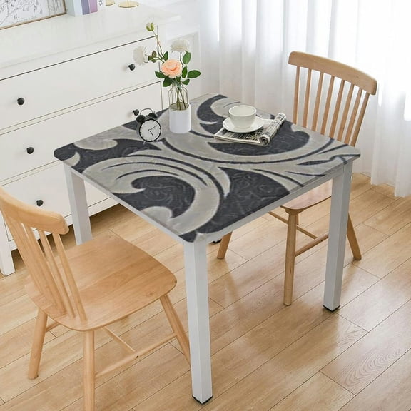 HAOXIT Gray Square Tablecloth Spill Proof Grey Fabric Printed Table Cloth for Square Tables Waterproof Cloth Coffee Table Cover for Living Room 46*46