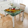 thumbnail image 1 of HAOXIT Green Oil Painting Print White and Dirty Resistant Machine Washable Holiday Tablecloth Table Cover Thanksgiving Table Decoration 46*46, 1 of 8