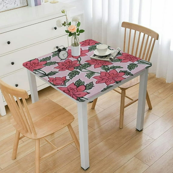 HAOXIT Gulbahar Square Spring Summer Rectangle Tablecloth, Handblock Print Floral Table Cloth for Kitchen Dining Linen I Weddings, Outdoors, Easter Decor white