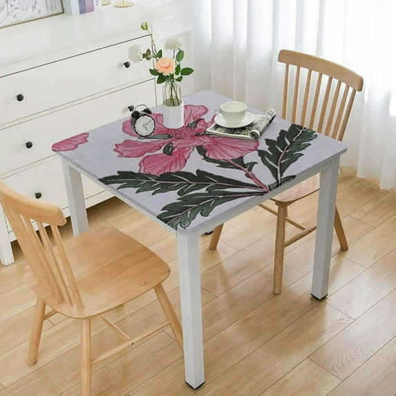 HAOXIT Gulbahar White Rectangle Tablecloth, Handblock Print Floral Table Cloth for Kitchen Dining Linen I Thanksgiving Christmas Weddings Outdoors 52*52