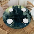 thumbnail image 1 of HAOXIT Halloween Round Fitted Tablecloth, Halloween Style Pattern, Elastic Edge, Waterproof and wipeable, Suitable for Wedding/Banquet/Restaurant/Party, Fit for Round Table 42-46, 1 of 8