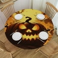 thumbnail image 1 of HAOXIT Halloween Round Fitted Tablecloth, Halloween Style Pattern, Elastic Edge, Waterproof and wipeable, Suitable for Wedding/Banquet/Restaurant/Party, Fit for Round Table 42-46, 1 of 8