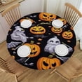 thumbnail image 1 of HAOXIT Halloween Round Tablecloth and Ghost Decorative Table Cloth Polyester Fabric Pumpkin Table Cover for Home Kitchen Outdoor Halloween Party 54-58, 1 of 1