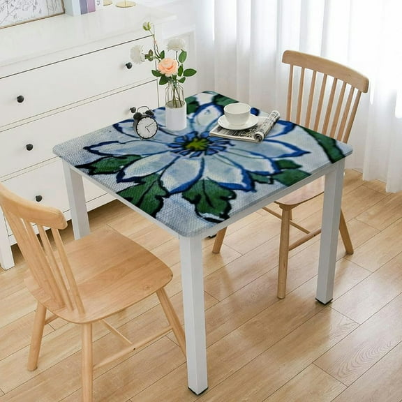 HAOXIT Hand Block Print Floral Tablecloth for Square Tables Cotton Table Linen Beach Sheet Beach Throw 52*52