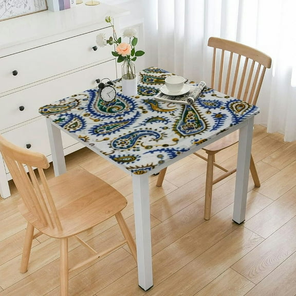 HAOXIT Hand Block Print Paisley Floral for Square Tables Cotton Table Linen Beach Throw 36*36