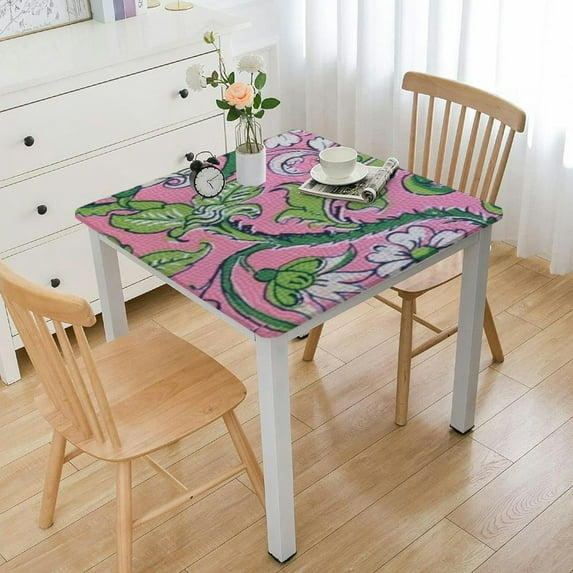 HAOXIT Hand Block Print Tablecloth for Square Table, Block Print Table Cover for Kitchen Dinning Tabletop Decoration Parties Weddings Bithday Christmas 46*46