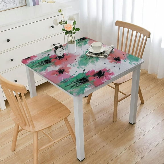 HAOXIT Hand Drawn Vector Textured Square Fitted Tablecloth, Table Cover Waterproof Polyester Washable for Indoor Outdoor Party &amp; Banquet Dinner, Fits Square Table 40*40