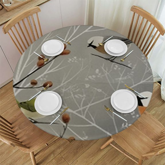 HAOXIT Heavy Round Table Cloth Round Tablecloth for Kitchen Dining Table Wipeable Waterproof Tablecloth for Round Table 46-50