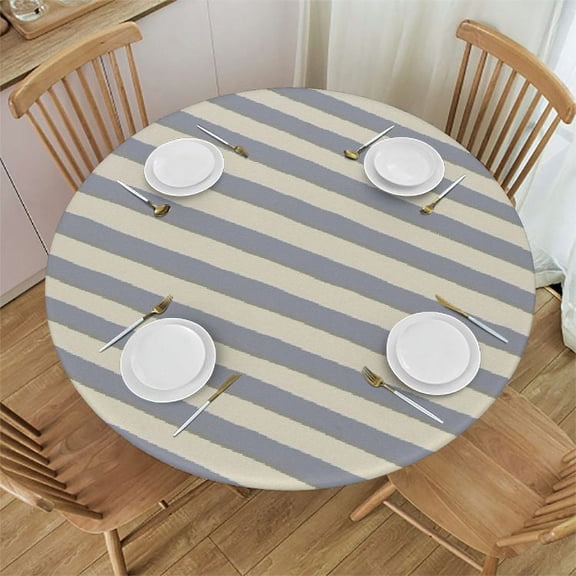 HAOXIT Heavy Round Tablecloth with Flannel Backing Waterproof Oil-Proof Round Table Cloth Stain-Resistant Wipeable Round Table Cover for Indoor and Outdoor 42-46