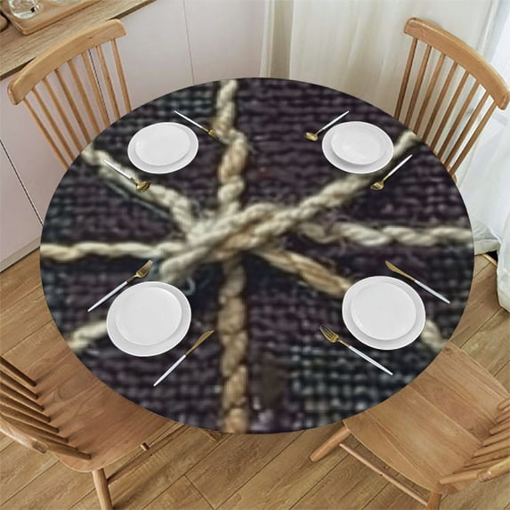 HAOXIT Heavy Weight Tablecloth Plaid Round Table Cloth for Kitchen Dining Room Tabletop Decoration,Round 54-58
