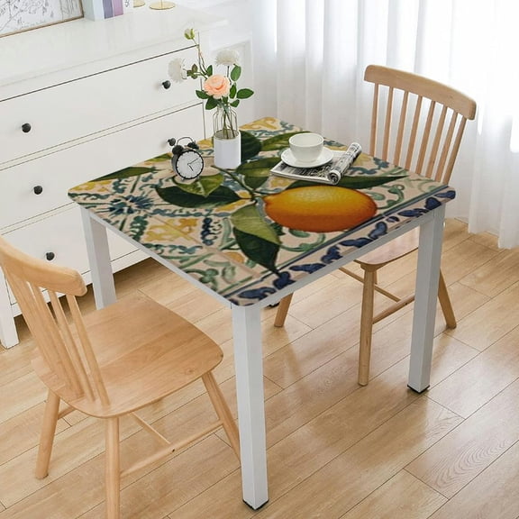 HAOXIT Home Fashions Capri Lemon Double-Bordered Spring/Summer Fabric Tablecloth, Rectangle 36*36