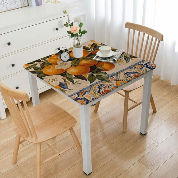 HAOXIT Home Fashions Capri Lemon Double-Bordered Spring/Summer Fabric Tablecloth, Rectangle 40*40