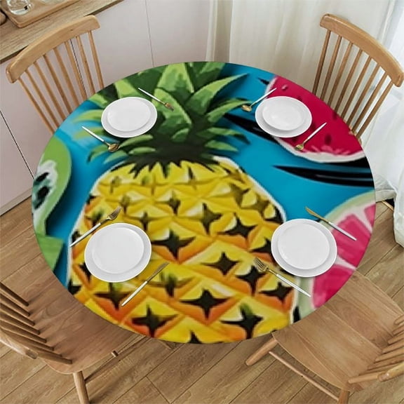 HAOXIT  Home Fashions Summer Fun pineapple, Fruit Cone Pool Float Party,Round Tablecloth