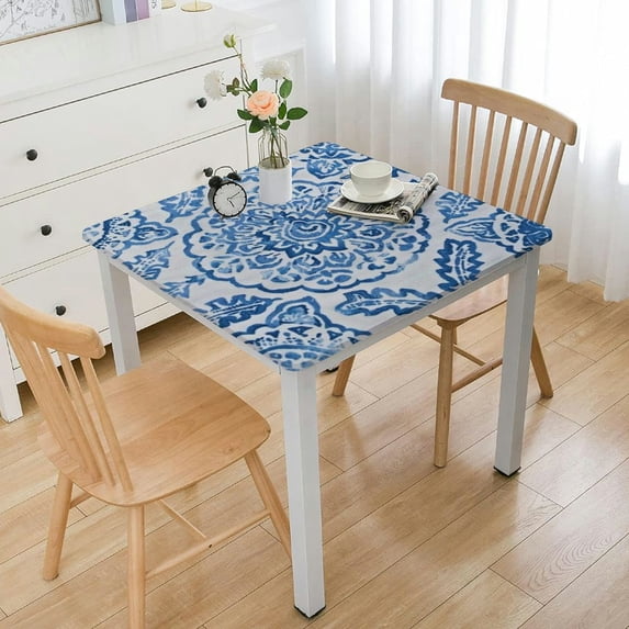 HAOXIT Home Fashions Water- and Stain-Resistant Vinyl Tablecloth with Flannel Backing, Rectangle 46*46