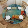 thumbnail image 1 of HAOXIT House Decorations, Fabric Tablecloths,Oil Painting Tones Style Boats and Town Picture, for Kitchen, Dining, Outdoor and Indoor Use, Multi 31-35, 1 of 8