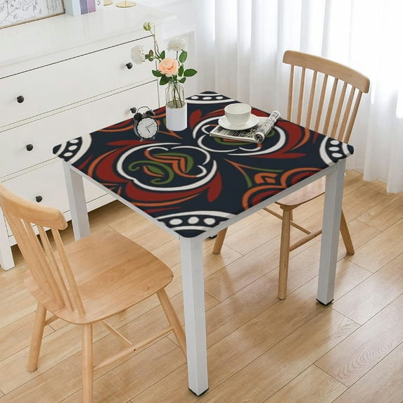 HAOXIT Indianhippie Square Tablecloth Square, Bohemian Psychedelic Peacock Mandala Washable Table Cover for Party Picnic Dinner Decor 46*46