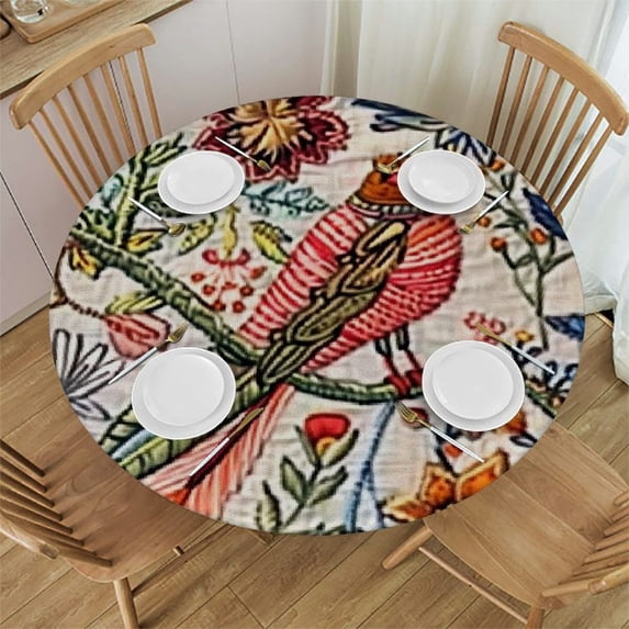 HAOXIT Indoor Outdoor Tablecloth Water Resistant Spill Proof Fabric Table Cover Round,Botanical Garden 31-35