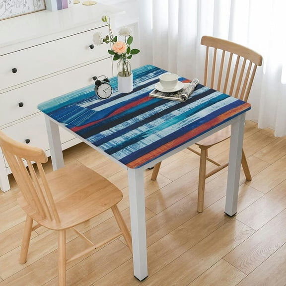 HAOXIT  Indoor Outdoor Tabletop for Spring Summer Decorations, Picnics and Dinner Parties - Wrinkle Free, Stain and Water Resistant, Crayon Art (Ocean), Rectangle Tablecloth, 36*36