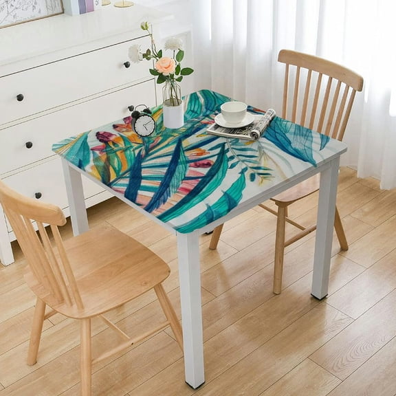 HAOXIT Indoor Outdoor Tabletop for Spring Summer Decorations, Picnics and Dinner Parties - Wrinkle Free, Stain and Water Resistant, Palm Leaves Dream, 36*36