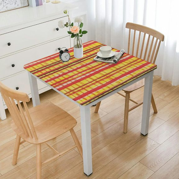 HAOXIT Indoor Outdoor Tabletop for Spring Summer Decorations, Picnics and Dinner Parties - Stain and Water Resistant, Crayon Art (Sun), 40*40