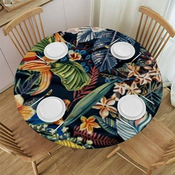 HAOXIT Indoor Water Resistant Fabric Table Cover Round,Orange 42-46