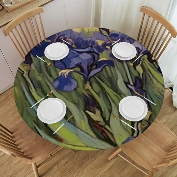 HAOXIT Irises Tablecloth Van Gogh Flower Plants Anti-Fading Dust-Proof Washable Tabletop Decoration 38-42