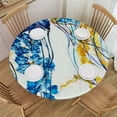 thumbnail image 1 of HAOXIT Jellyfish Round fitted tablecloth, Jellyfish Exotic Sea Ocean Creature Aquatic Animals Watercolor Graphic, Elastic edge, indoor/outdoor dining table cover, for Round table Blue White 38-42, 1 of 8