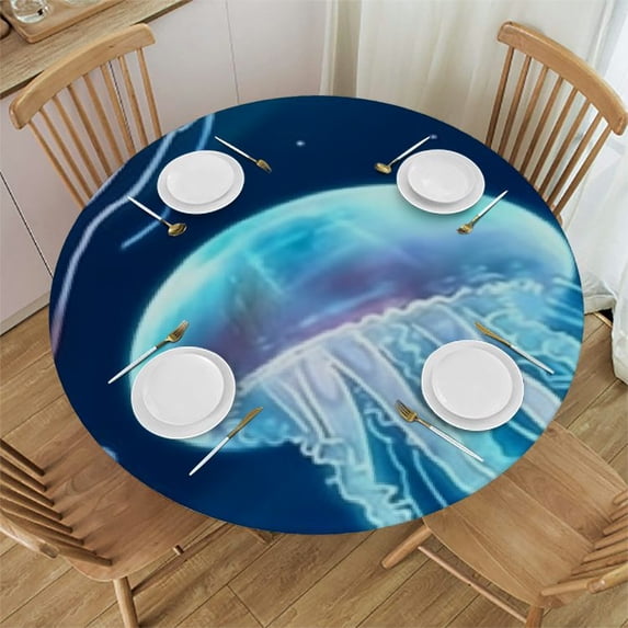 HAOXIT Jellyfish Underwater Table Cloth Undersea Fairy Tale World Water Resistance Microfiber Tablecloth, Decorative Table Cover 42-46