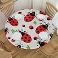 thumbnail image 1 of HAOXIT Ladybugs Tablecloth, Ladybugs Pattern Bunch of Bugs Insect Theme Playroom, Round Table Cover for Dining Room Kitchen Decor, 1 of 8